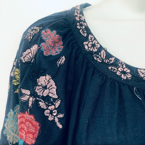 ZARA BLUE COTTON FLORAL EMBROIDERED BOHO DRESS.SIZE SMALL - Picture 11 of 12